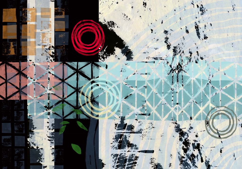 ‘Connemara Abstract 1c‘; digital print based on lino cuts